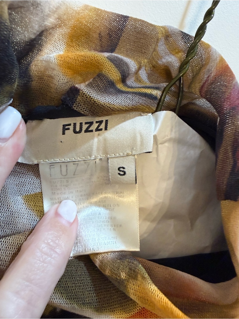 Fuzzi Sleeveless turtleneck Abstract-Print Maxi Dress in Olive, Black & Cream - Picture 2 of 2